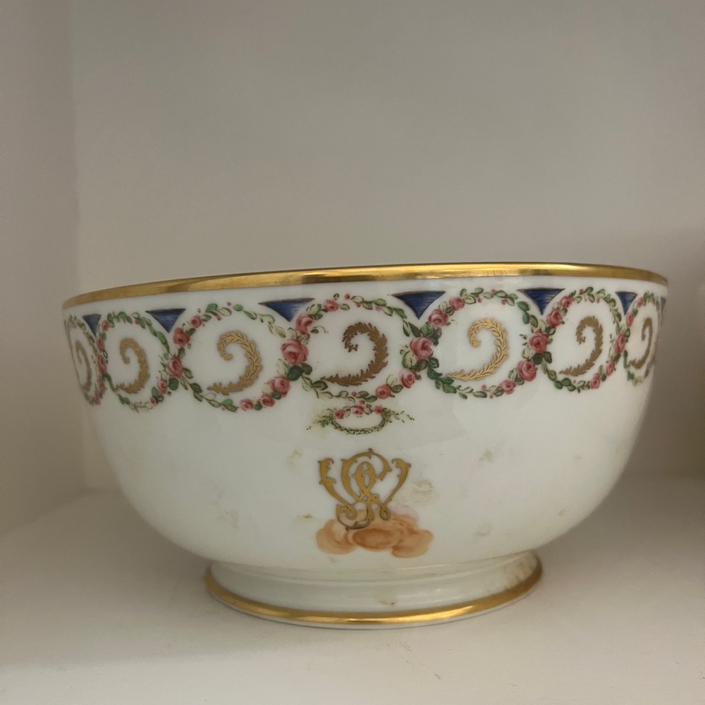 Lenox Gold Trimmed General Washington Monogram Porcelain Bowl